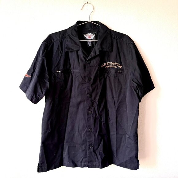 Harley Davidson Motorcycles Black Button Shirt Men's Large - Picture 2 of 5
